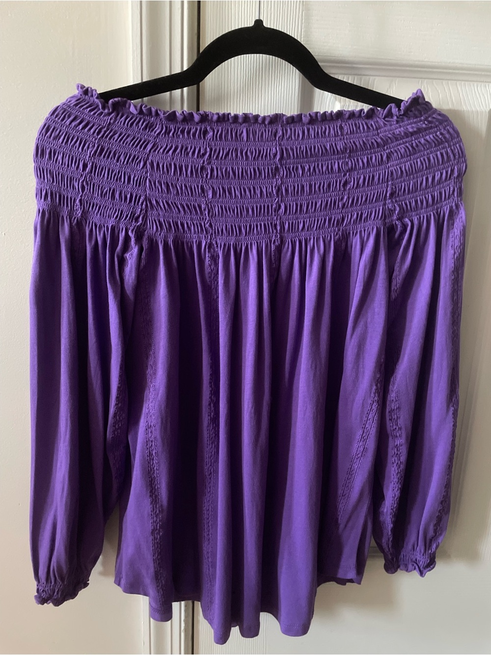Ralph Lauren Off-Shoulder Smocked Blouse w/Box, Women’s XS (fit S) Pretty lilac